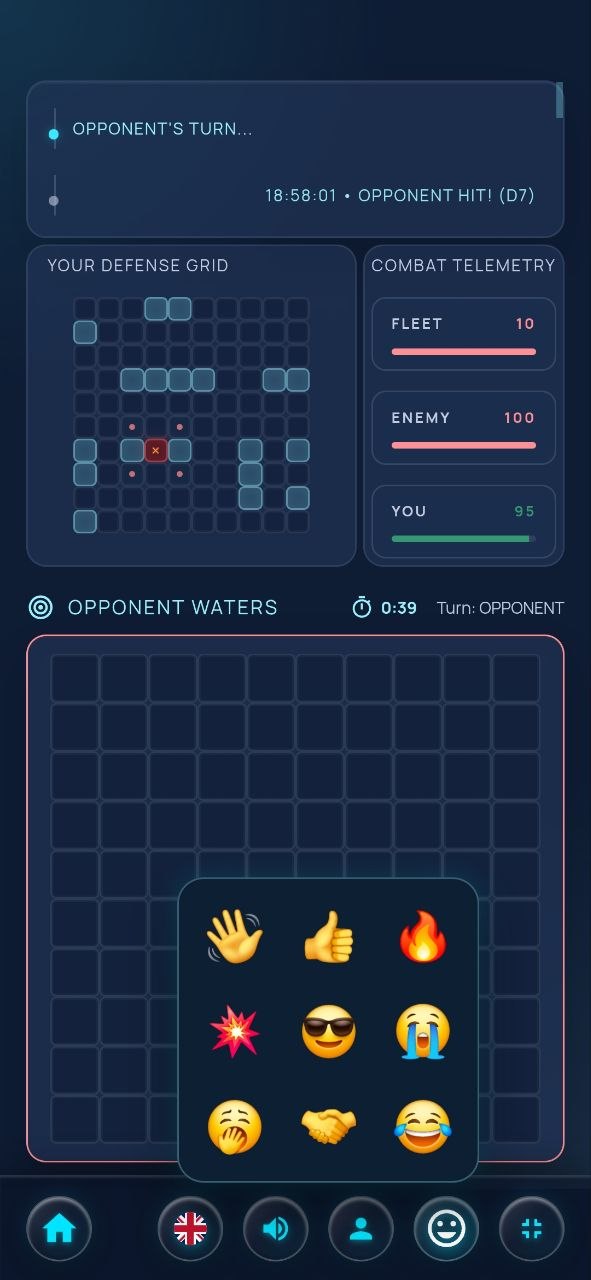 Emoji Chat and AI Bot Reactions in Sea Battle